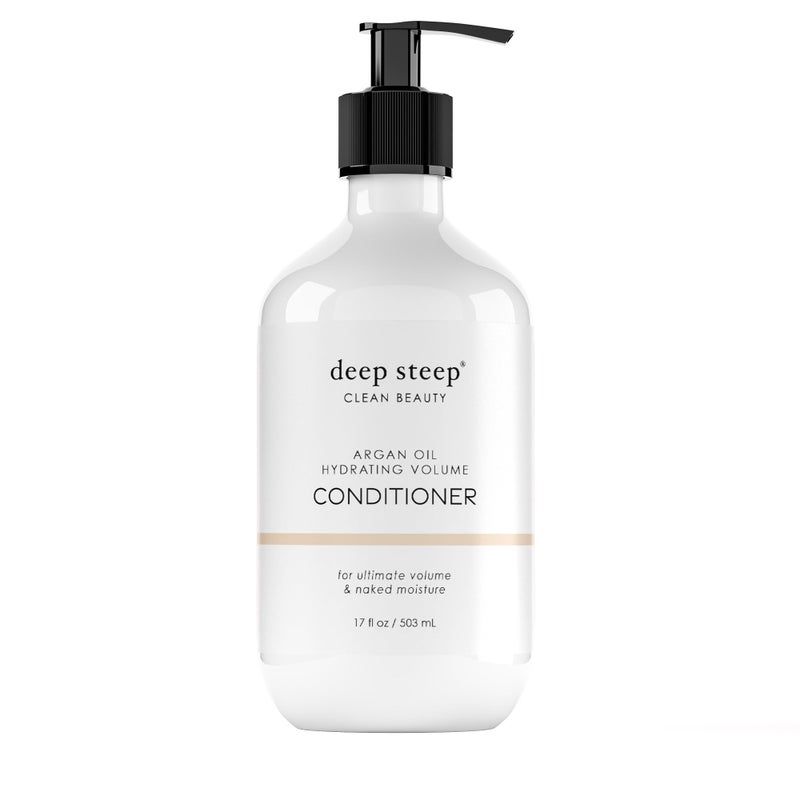 Deep Steep Argan Oil Hydrating Volume Conditioner 17 oz  Moisturizing Conditioner with Aloe Vera Marula Oil Rice Protein  Glycerin  SiliconeFree Vegan Clean Beauty Hair Care Silky Hair